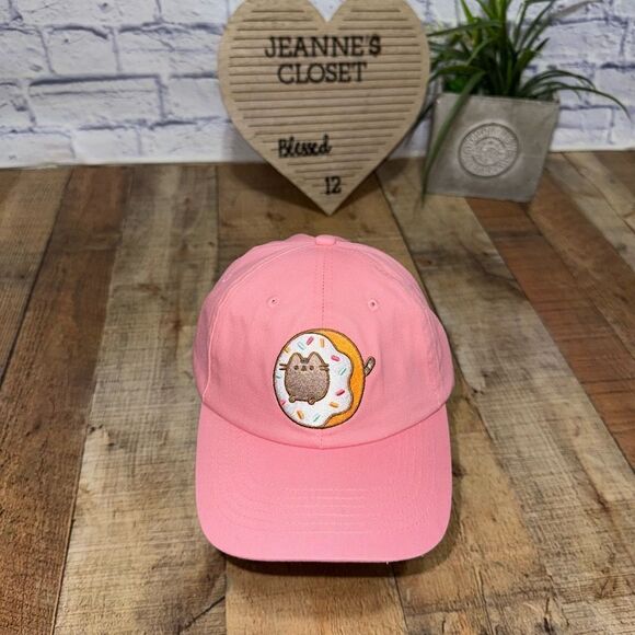 Pusheen Cat Pink Donut Embroidered Baseball Cap Buckle Youth Adult - Picture 2 of 8